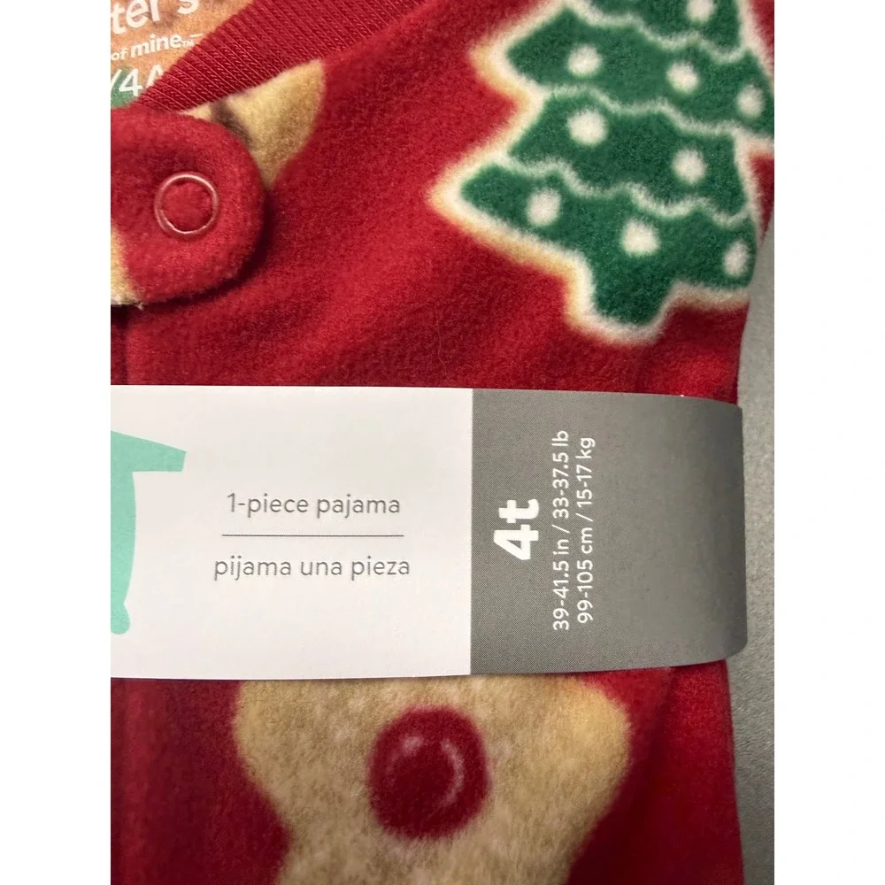Carters Child of Mine 4T Red Gingerbread Fleece Footed Pajama Christmas Sleeper